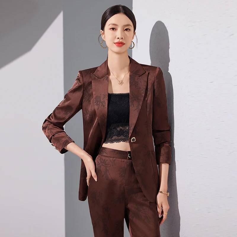 Women Formal Wear For Interview - ชุดสูทผ้าคุณภาพสูงสำหรับผู้หญิง ชุดทำงานมืออาชีพ เสื้อเบลเซอร์แฟชั่นลายดอกไม้ ชุดทำงาน ชุดสัมภาษณ์งาน