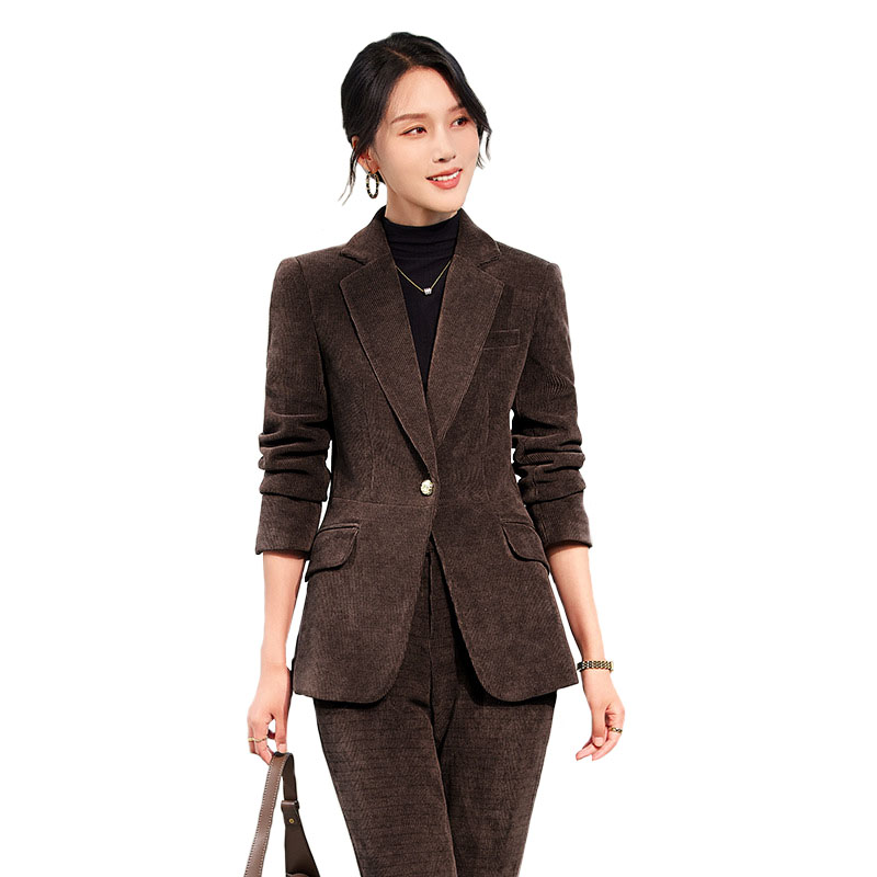 Women Formal Wear Shirts - ชุดสูทและกางเกงผ้าลูกฟูก2ชิ้นสำหรับใส่ทำงานธุรกิจทางการใหม่ฤดูใบไม้ร่วง2024