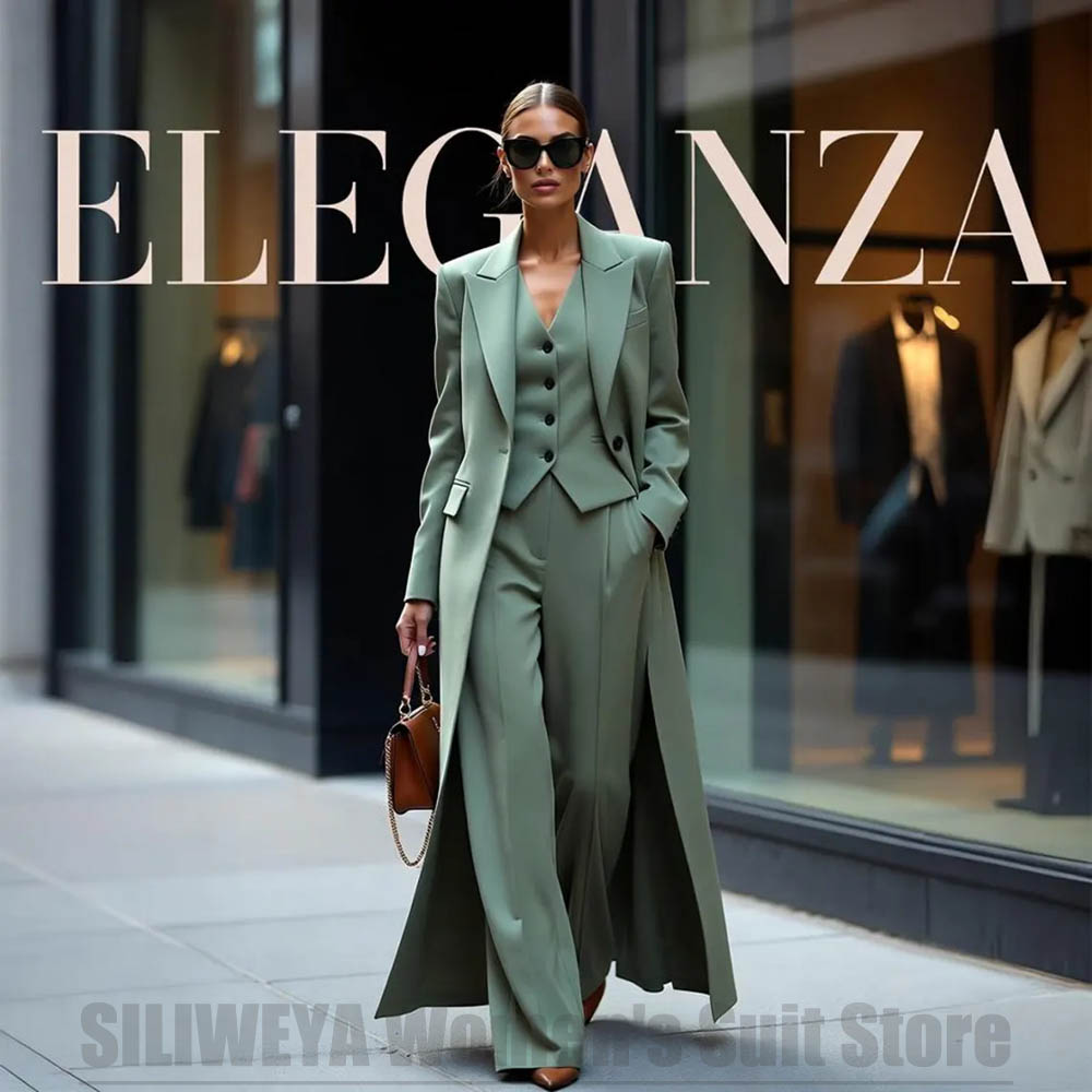 Women Formal Wear Blazer Set - ชุดสูทผู้หญิงสุดชิค แบบสามชิ้น ปกแหลม กระดุมเดียว เหมาะสำหรับงานปาร์ตี้ งานทางการ