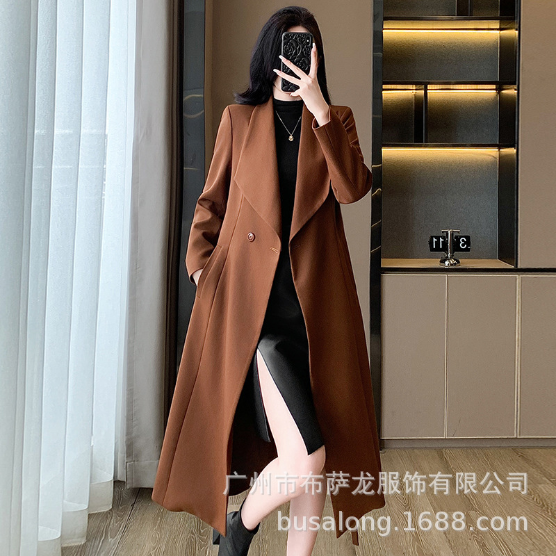 Women Formal Wear Shirts - เสื้อโค้ทเทรนช์ผู้หญิงคอลเลคชั่นฤดูใบไม้ร่วงและฤดูหนาวปี 2025 สไตล์ยุโรป แฟชั่นระดับไฮเอนด์ยอดนิยม เสื้อโค้ทยาวปานกลาง ดีไซน์หรูหรา