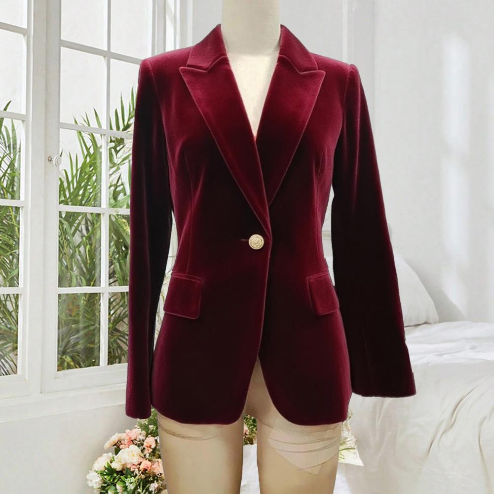 Women'S Formal Wear Wedding Guest - เสื้อเบลเซอร์กำมะหยี่ขนาดใหญ่สำหรับผู้หญิง ปกแหลม ชุดทักซิโด้สำหรับงานพรอม ชุดทำงาน ชุดสำหรับแขกในงานแต่งงาน ทรงเข้ารูป