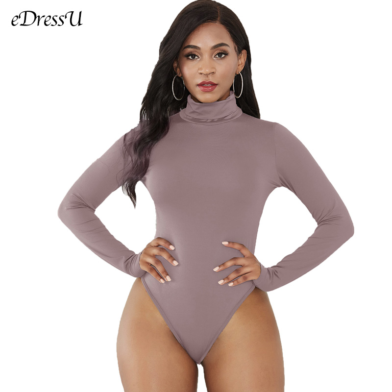 Turtleneck Bodysuit Office - ชุดบอดี้สูทผู้หญิงเสื้อฤดูใบไม้ร่วงฤดูใบไม้ผลิ Bodysuits แขนยาว Romper เลดี้ Slim