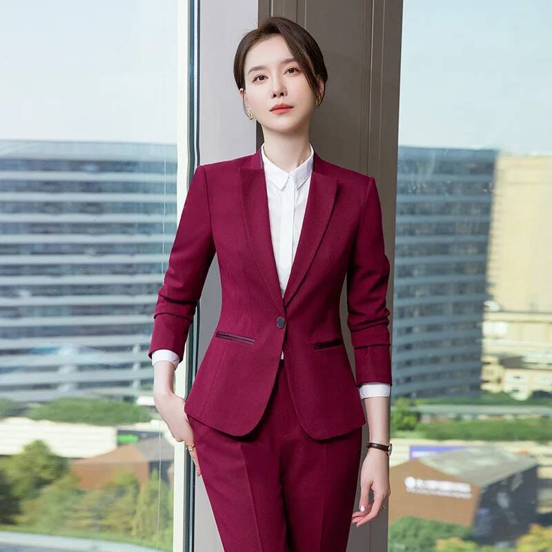 Women Formal Wear For Interview - ชุดทำงานสตรีแบบเป็นทางการ สไตล์ OL ชุดสูทกางเกงสำหรับผู้หญิง เสื้อเบลเซอร์ ชุดทำงานมืออาชีพสำหรับสัมภาษณ์งาน