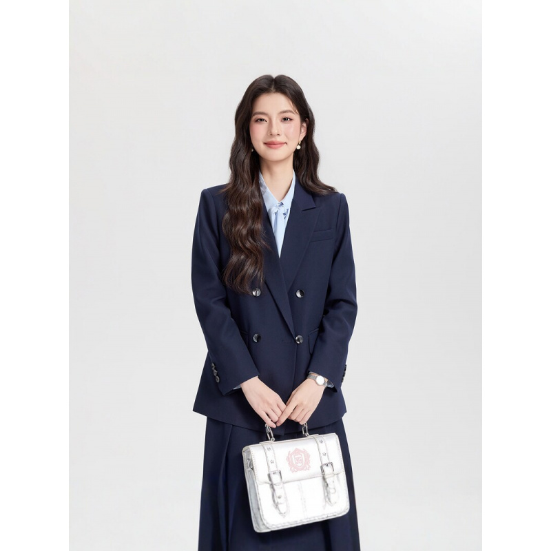 Women Formal Wear For Interview - ชุดสูทผู้หญิงสีน้ำเงินกรมท่าแบบกระดุมสองแถว รุ่นใหม่ปี 2026 สำหรับใส่ทำงาน สัมภาษณ์งาน ชุดทำงานทางการ