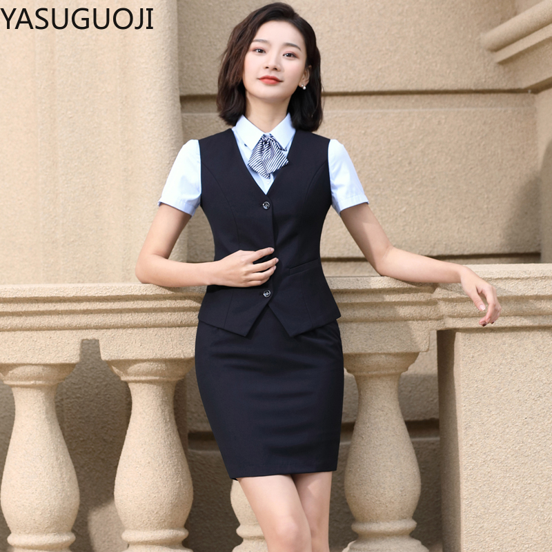 Women Formal Wear For Interview - YASUGUOJI Elegant แฟชั่นผู้หญิงเสื้อกั๊กทำงาน Slim V คอสำนักงานอย่างเป็นทางการสุภาพสตรี