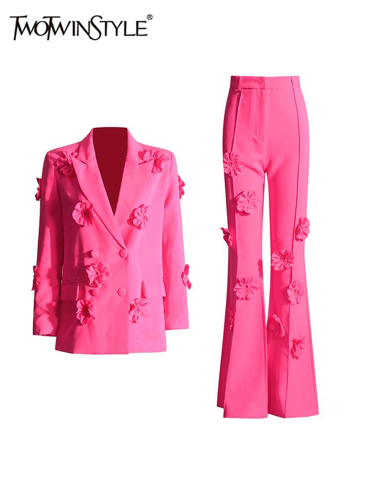 Female Formal Wear - Twotwinstyle ชุดสูทแขนยาวสำหรับผู้หญิง, ชุดเสื้อผ้าผ้าปะติดแบบผ่าหน้า
