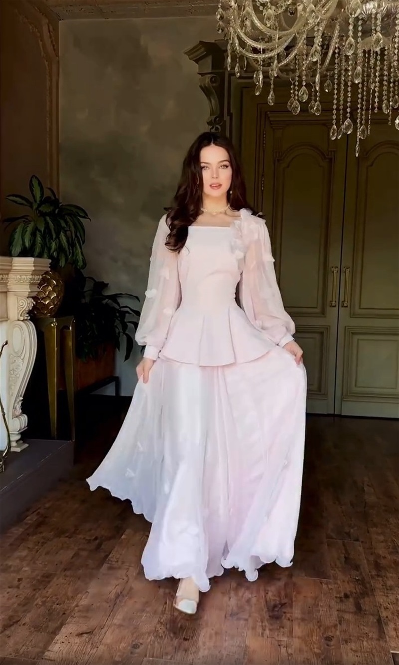 Women'S Formal Wear Wedding Guest - ชุดสูทกระโปรงผู้หญิงสไตล์อาหรับ 2 ชิ้น เสื้อเบลเซอร์+ชุดราตรี แต่งลูกไม้ดอกไม้ 3