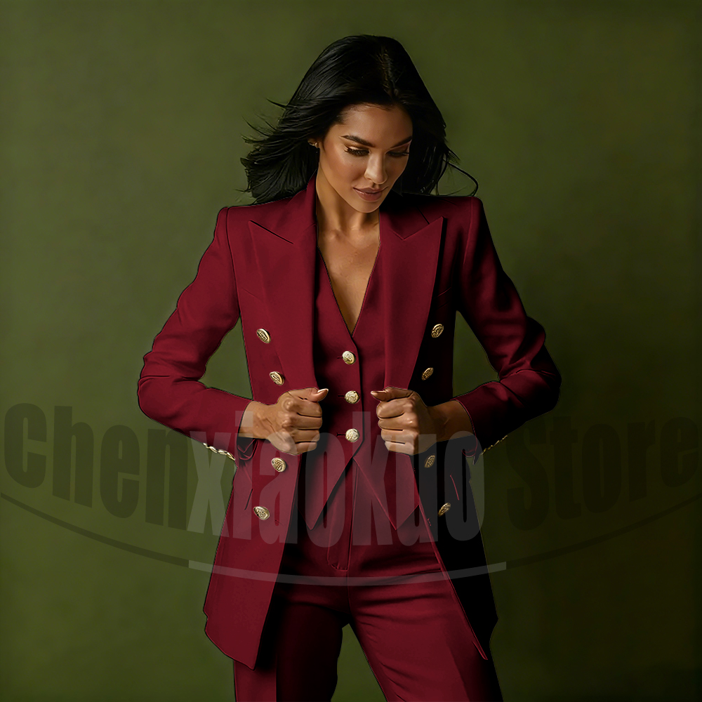 ชุดสูทผู้หญิงแบบกระดุมสองแถว 3 - Women Formal Wear Blazer Set บทวิจารณ์และราคา