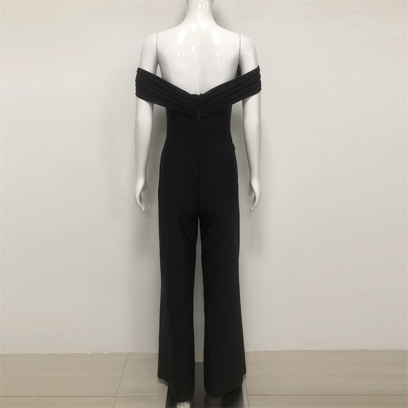 จั๊มสูทผู้หญิงสีดำ คริสตัล แต่ - Women'S Formal Jumpsuit Evening Wear บทวิจารณ์และราคา