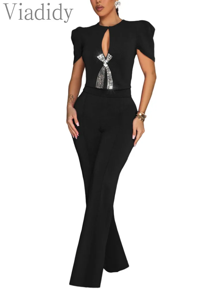 ชุดจั๊มสูทขายาวทรงหลวม คอทรงกล - Women'S Formal Jumpsuit Evening Wear บทวิจารณ์และราคา
