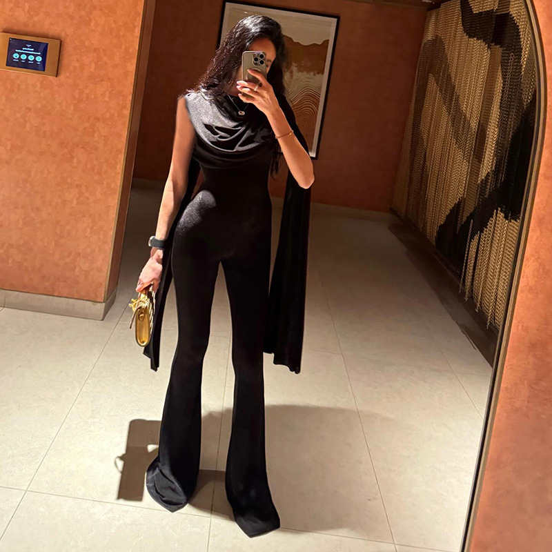 จั๊มสูทผู้หญิงสีดำ เซ็กซี่ แขน - Women'S Formal Jumpsuit Evening Wear บทวิจารณ์และราคา