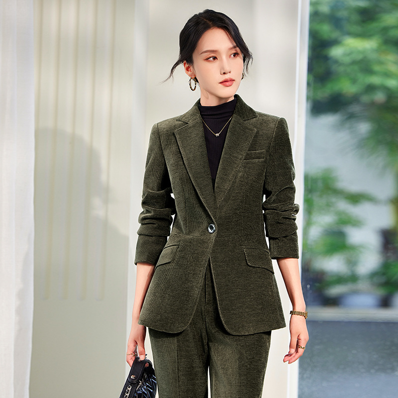 ชุดสูทและกางเกงผ้าลูกฟูก2ชิ้นส - Women Formal Wear Shirts บทวิจารณ์และราคา