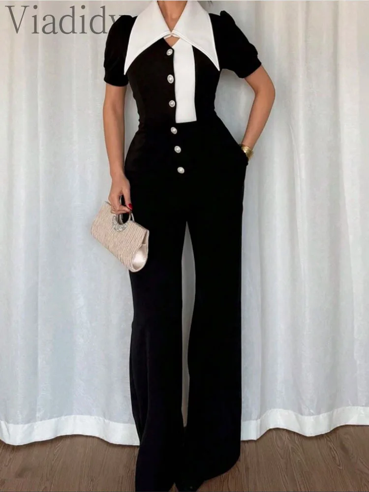 จั๊มสูทขายาวทรงกว้าง คอปกติดกร - Women'S Formal Jumpsuit Evening Wear บทวิจารณ์และราคา