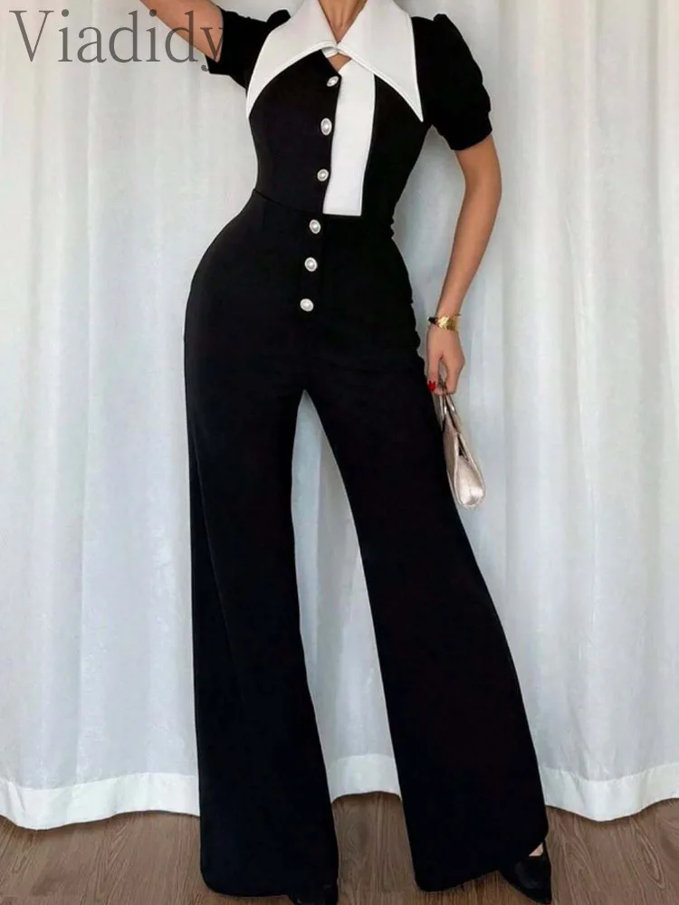 จั๊มสูทขายาวทรงกว้าง คอปกติดกร - Women'S Formal Jumpsuit Evening Wear บทวิจารณ์และราคา