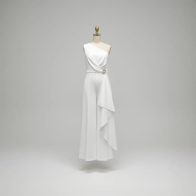 จั๊มสูทสีขาวแบบไหล่เดียวสำหรับ - Women'S Formal Jumpsuit Evening Wear บทวิจารณ์และราคา