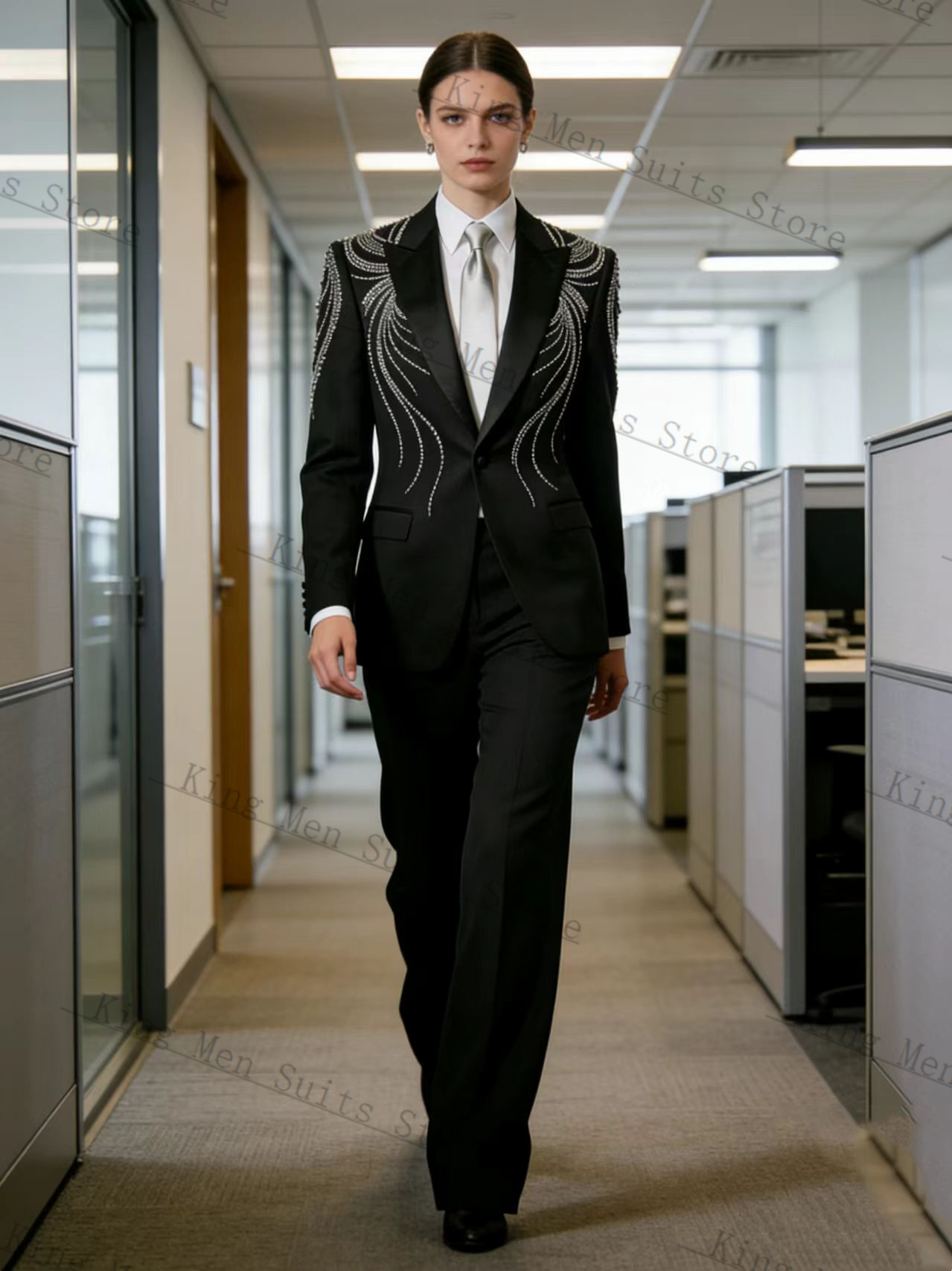 ชุดสูทผู้หญิงสีดำ 2 ชิ้น เสื้อ - Women Formal Wear Blazer Set บทวิจารณ์และราคา
