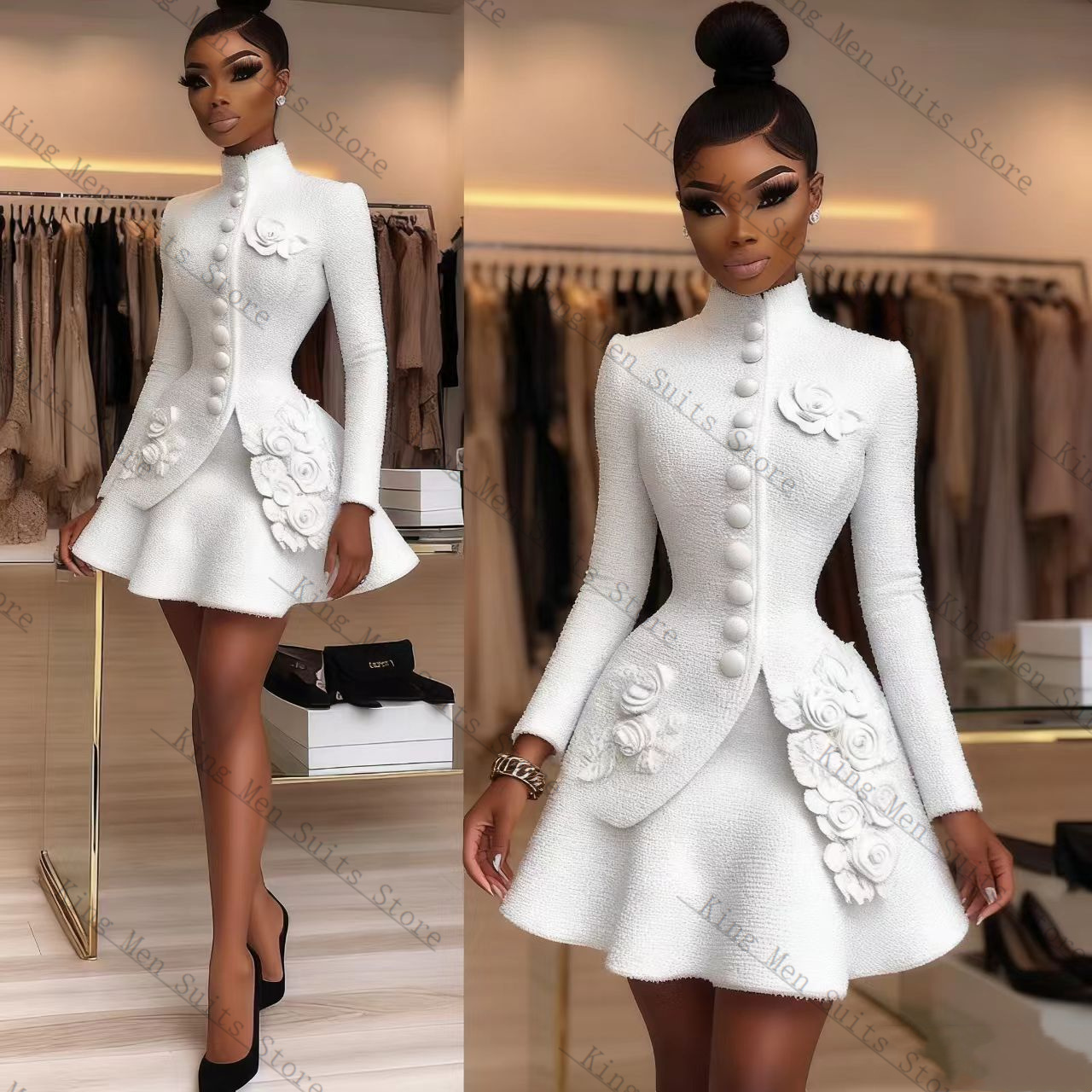 ชุดสูทผู้หญิงสีขาวหรูหรา 2 ชิ้ - Women Formal Wear Blazer Set บทวิจารณ์และราคา