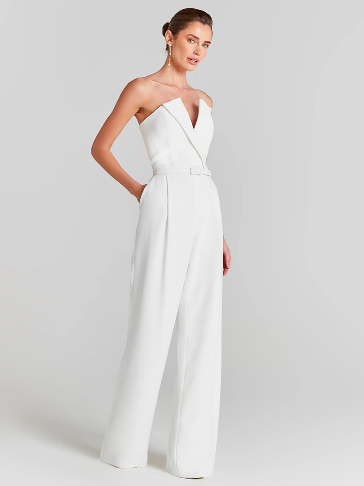 ชุดบอดี้สูท2ชิ้นเสื้อแขนยาวประ - Women'S Formal Jumpsuit Evening Wear บทวิจารณ์และราคา