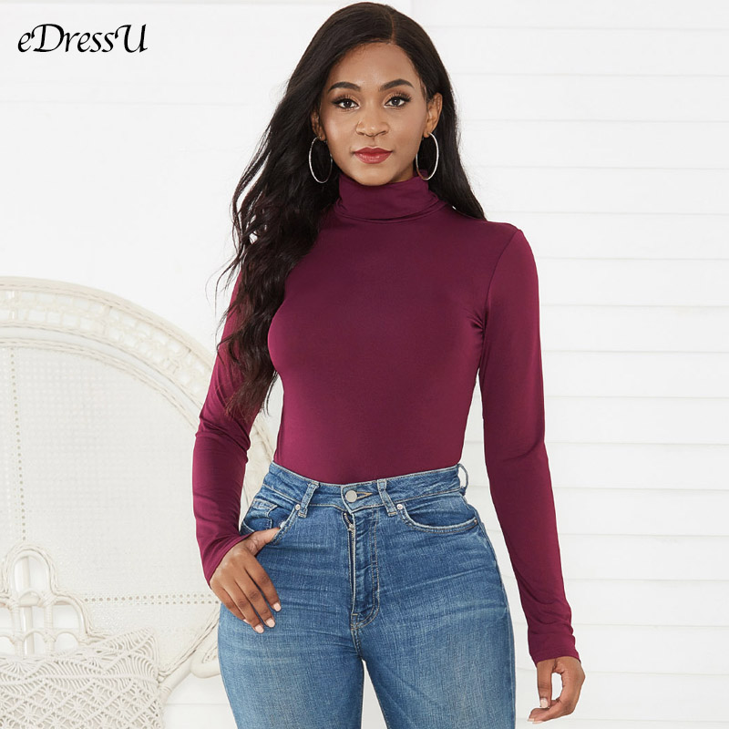 ชุดบอดี้สูทผู้หญิงเสื้อฤดูใบไม - Turtleneck Bodysuit Office บทวิจารณ์และราคา