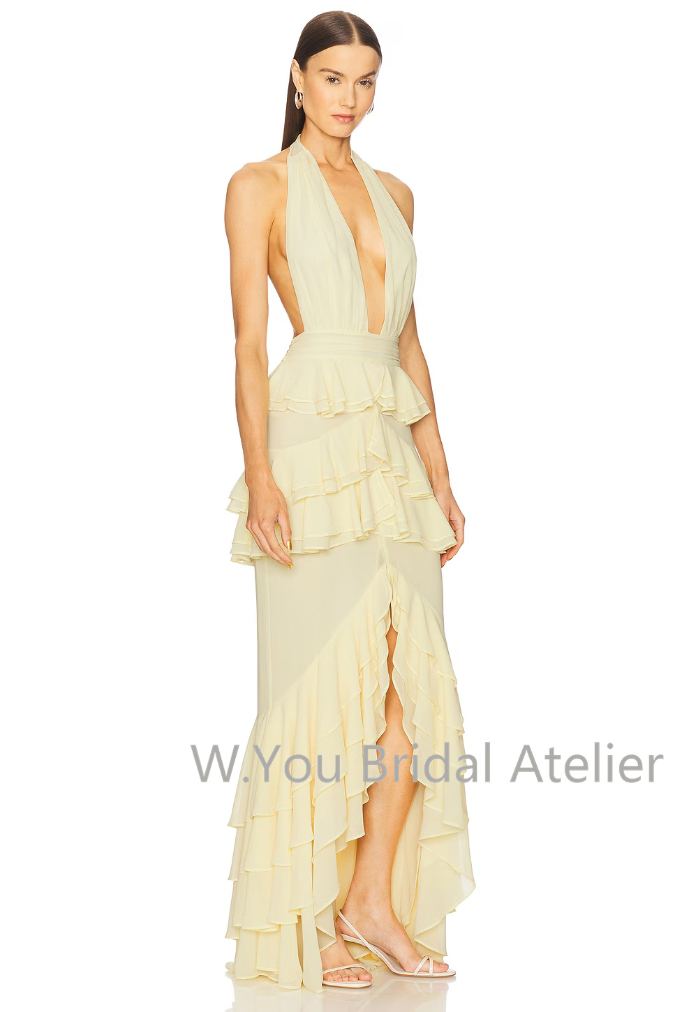 ชุดราตรีคอวีลึกแบบผูกคอ ผ่าหน้ - Women'S Formal Wear Wedding Guest บทวิจารณ์และราคา