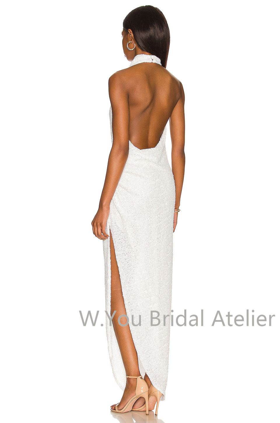 ชุดราตรีคอ halter สีขาวประดับเ - Women'S Formal Wear Wedding Guest บทวิจารณ์และราคา