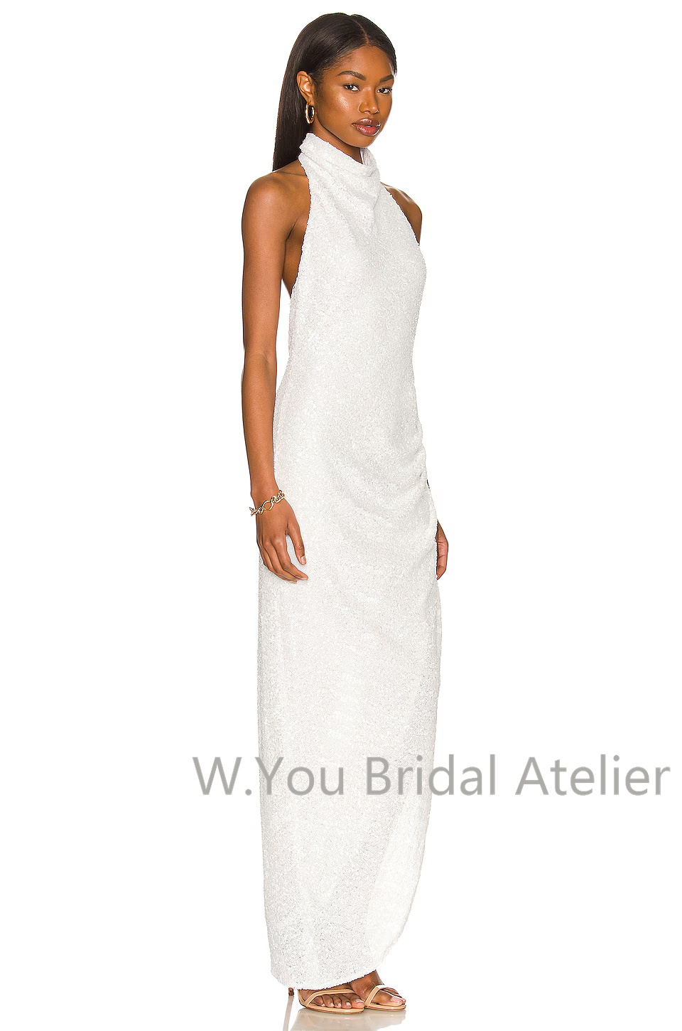 ชุดราตรีคอ halter สีขาวประดับเ - Women'S Formal Wear Wedding Guest บทวิจารณ์และราคา