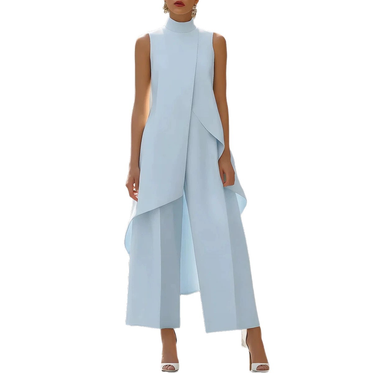 จั๊มสูทแขนกุดคอสูงทรงเอ ไซส์ให - Women'S Formal Jumpsuit Evening Wear บทวิจารณ์และราคา