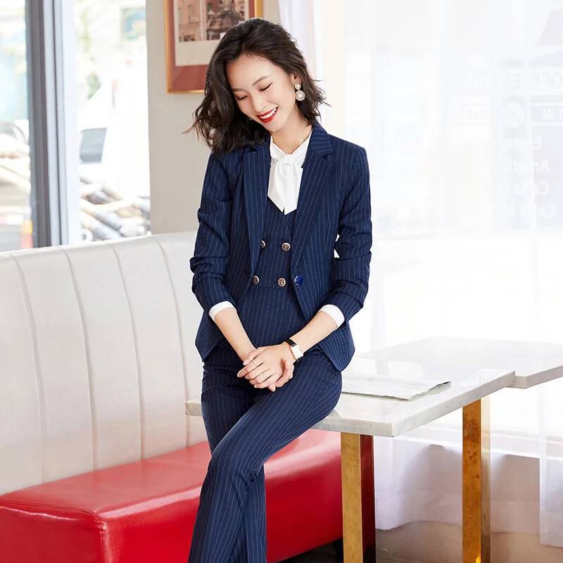 ชุดสูททำงานลายทางสำหรับผู้หญิง - Women Formal Wear For Interview บทวิจารณ์และราคา