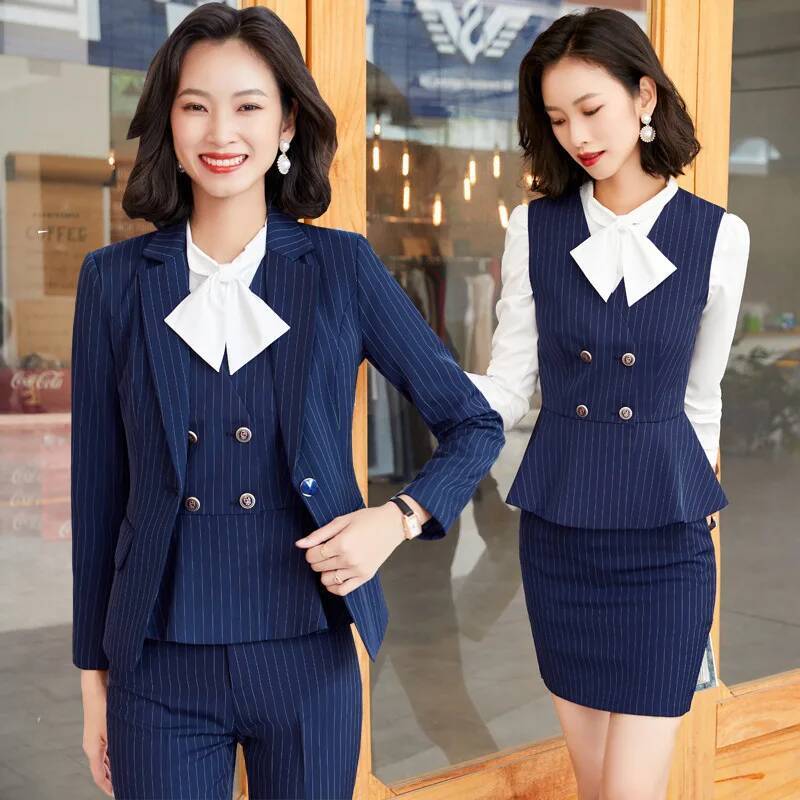 ชุดสูททำงานลายทางสำหรับผู้หญิง - Women Formal Wear For Interview บทวิจารณ์และราคา