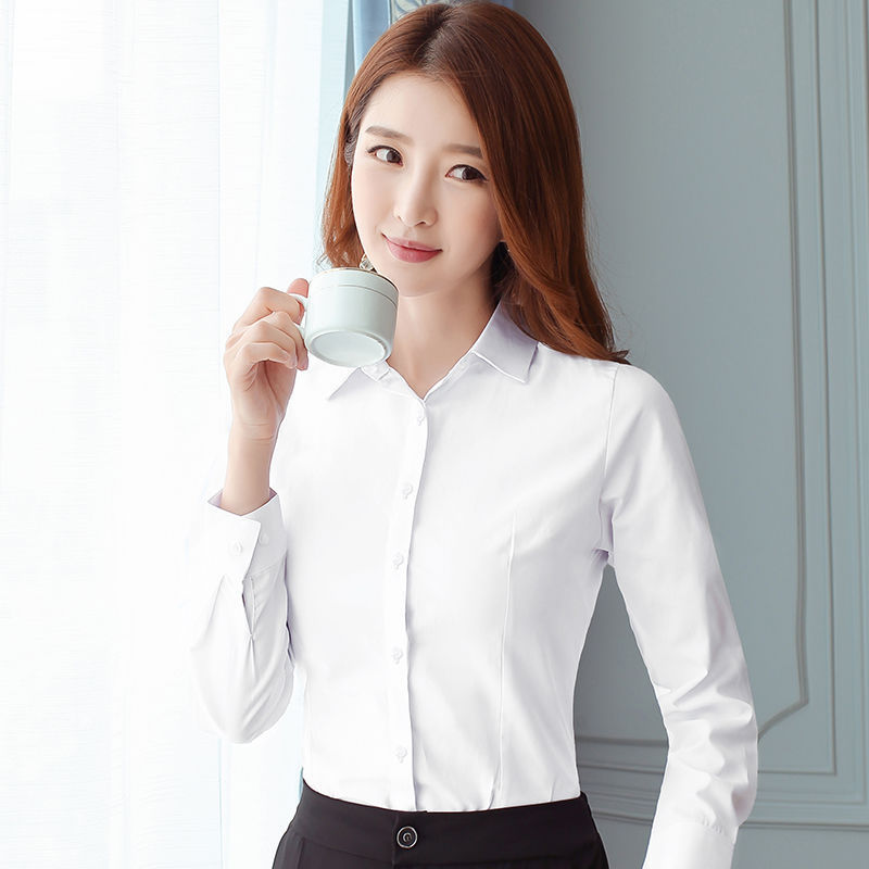 เสื้อเชิ้ตเกาหลีสีดำขาวทรงสลิม - Women Formal Wear Shirts บทวิจารณ์และราคา