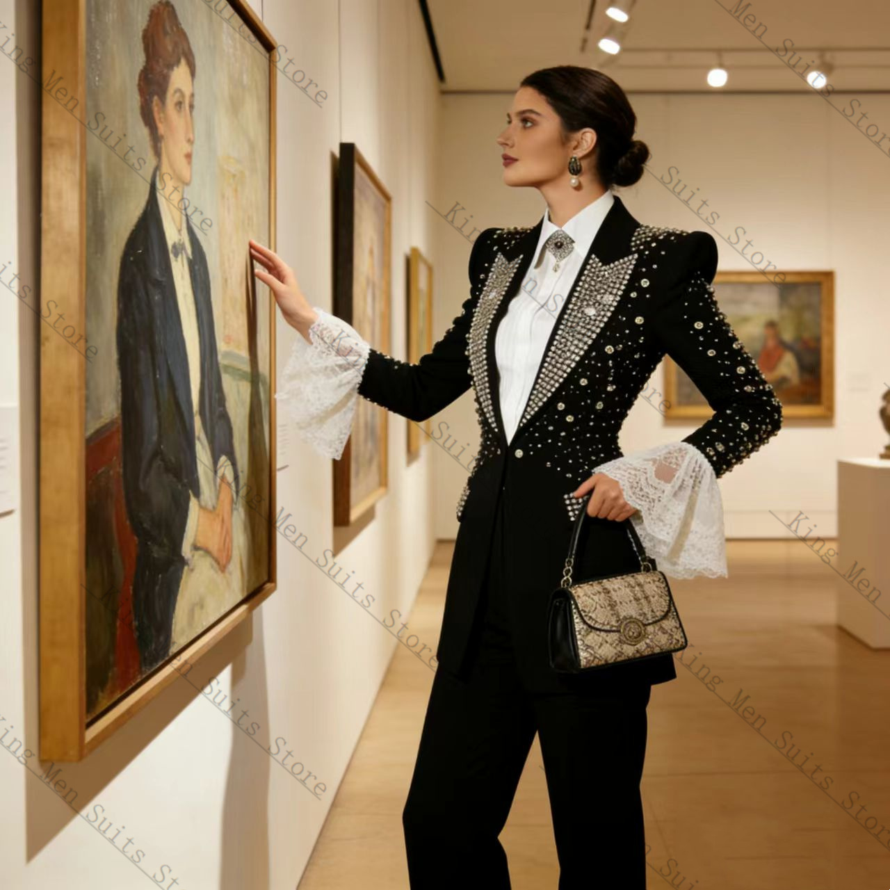 ชุดสูทผู้หญิงสีดำคริสตัล 2 ชิ้ - Women Formal Wear Blazer Set บทวิจารณ์และราคา