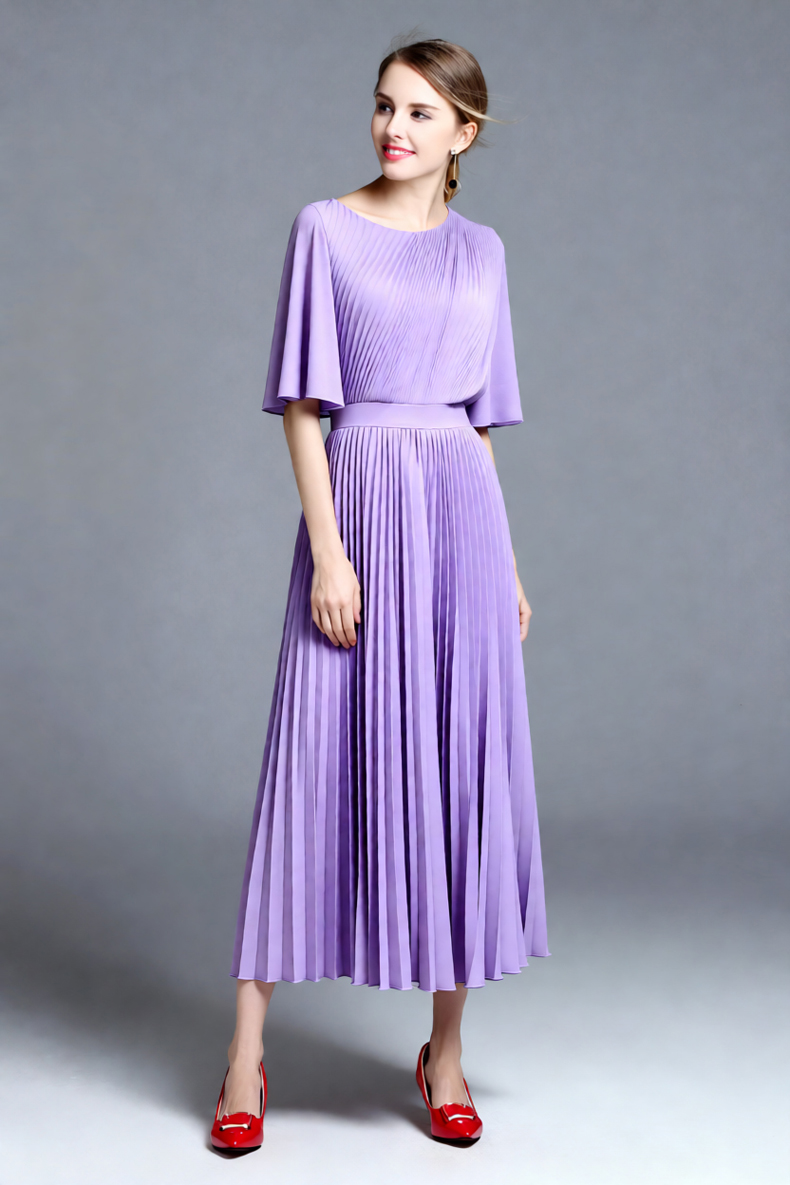 เดรสยาวปานกลางแบบจับจีบแขนเสื้ - Women'S Formal Wear Wedding Guest บทวิจารณ์และราคา