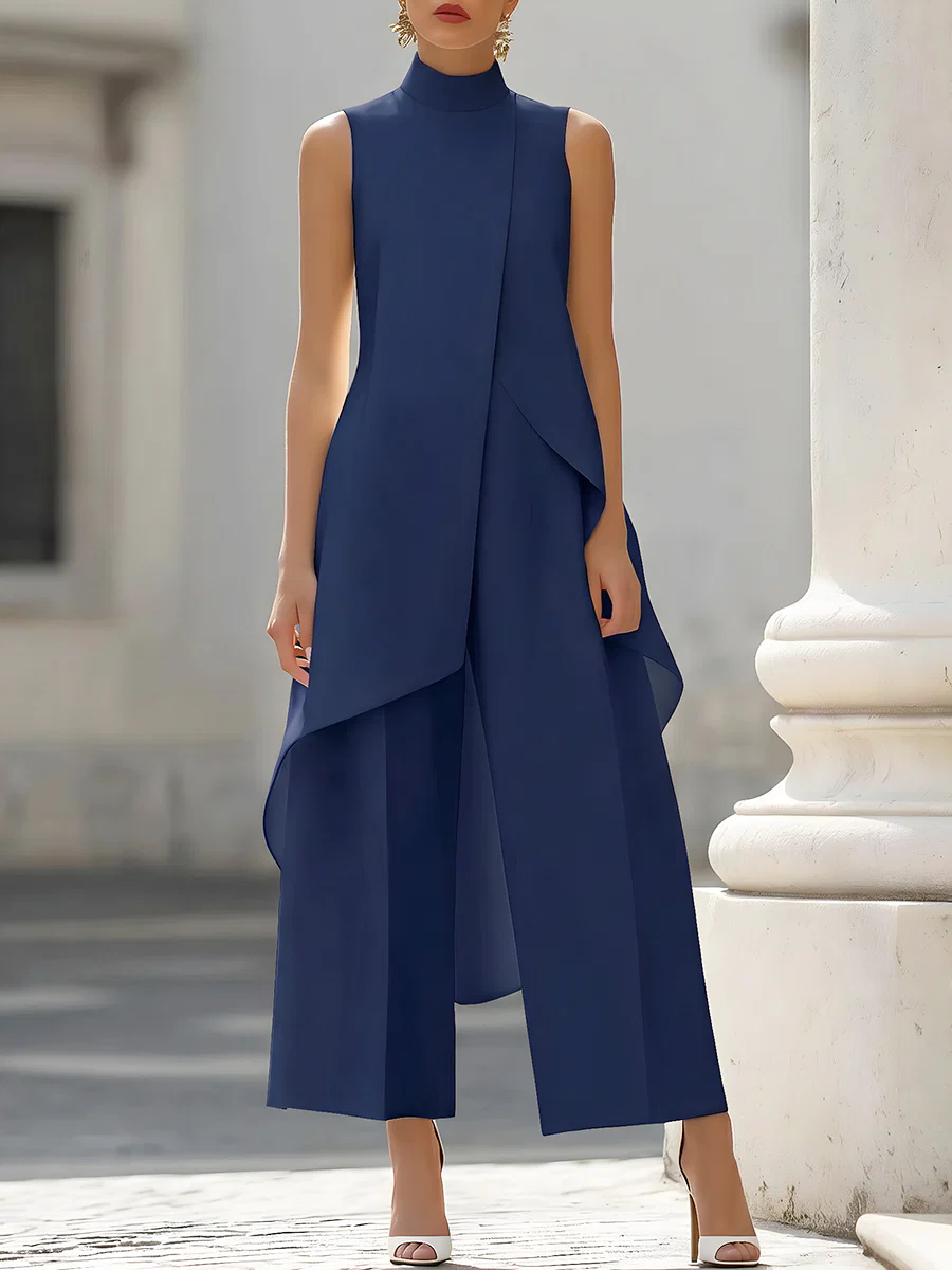 จั๊มสูทแขนกุดคอสูงแบบอสมมาตร แ - Women'S Formal Jumpsuit Evening Wear บทวิจารณ์และราคา