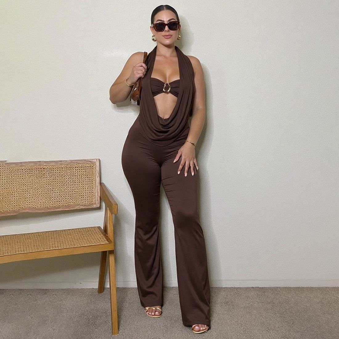 จั๊มสูทผู้หญิงสีดำ 2 ชิ้น เสื้ - Women'S Formal Jumpsuit Evening Wear บทวิจารณ์และราคา