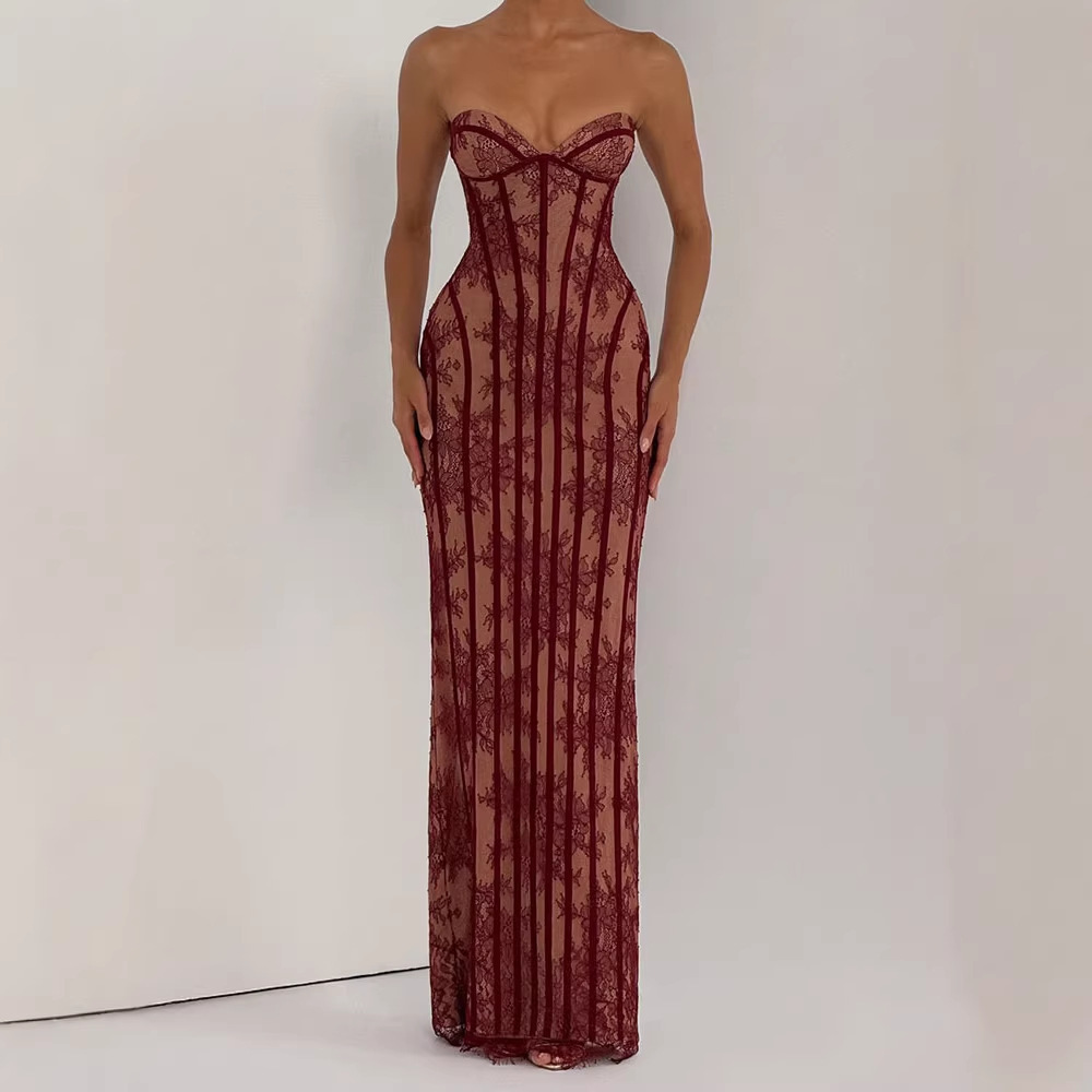 เดรสยาวทรงบอดี้คอนแบบไร้สายสำห - Women Formal Wear For Party บทวิจารณ์และราคา