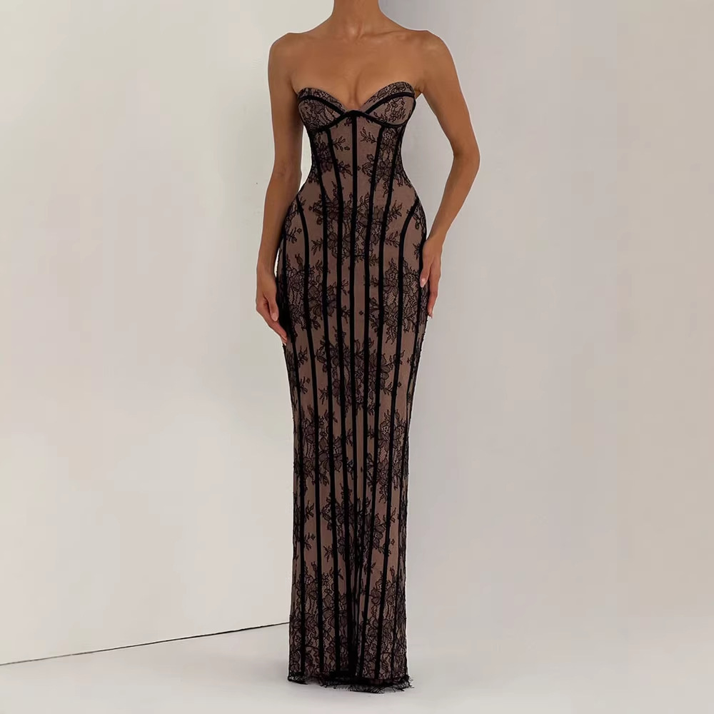 เดรสยาวทรงบอดี้คอนแบบไร้สายสำห - Women Formal Wear For Party บทวิจารณ์และราคา
